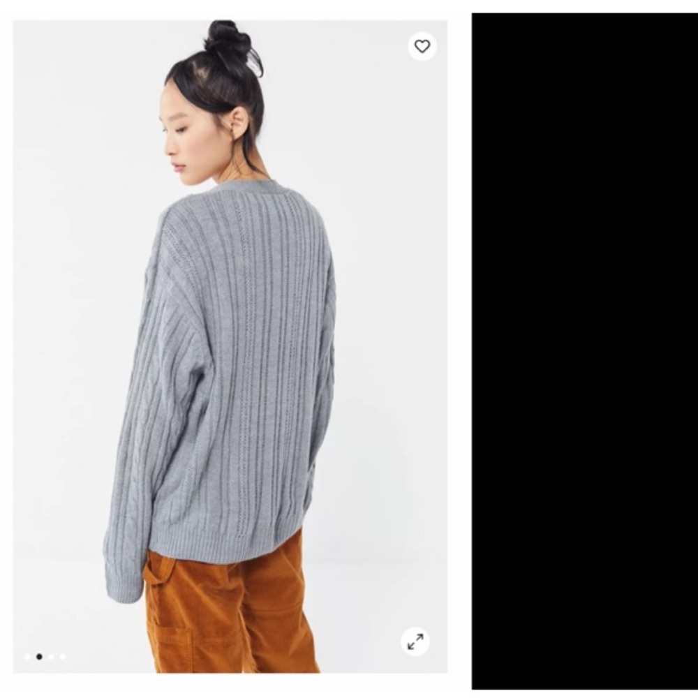 Country Square Jantzen Vintage Cable Chunky Wool Sweater Grandpa Cardigan USA S - Picture 12 of 13